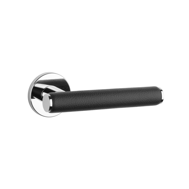 Ручка APRILE EGERIA R7S — полированный хром / чёрная кожа
