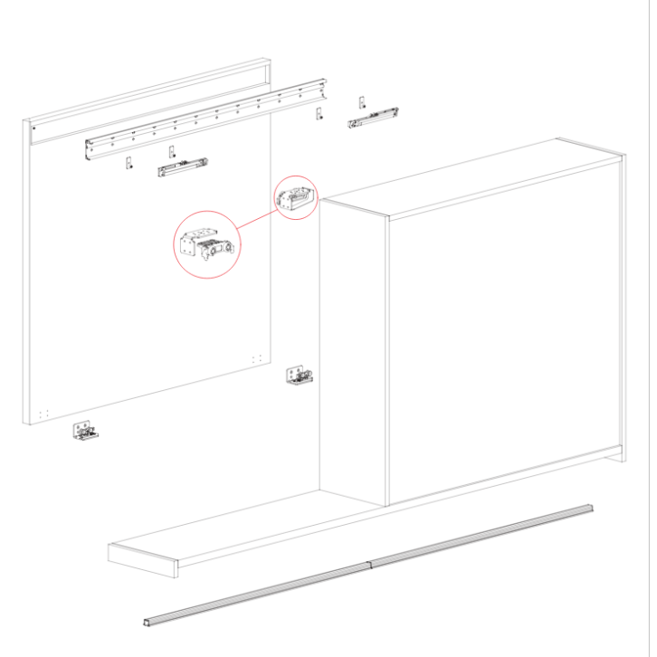 Bīdāmo mēbeļu durvju sistēma MAGIC LIVING līdz 40 kg / 1100 mm