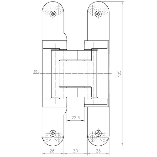 Slēptās eņģes TECTUS TE 541 3D FVZ — melns (100 kg)