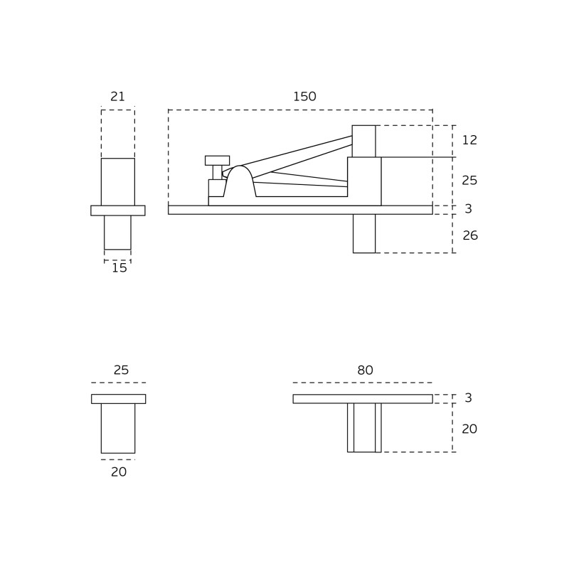 Svārsts PIVOT eņģe JNF IN.05,206 augšējā daļa līdz 80 kg