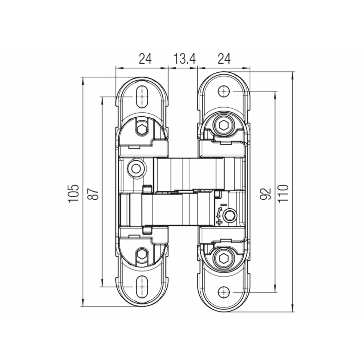 Slēpta eņģe KOBLENZ K1060 — matēts hroms (60 kg)