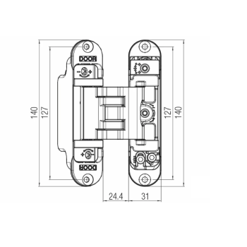 Slēpta eņģe KOBLENZ K3000 — matēts hroms (45 kg)