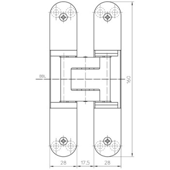 Slēptās eņģes TECTUS TE 340 3D — melns (80 kg)