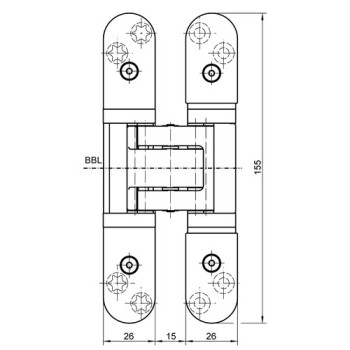 Slēptās eņģes TECTUS TE 526 3D — nerūsējošais tērauds (120 kg)