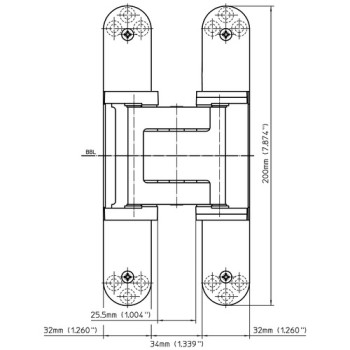 Slēptās eņģes TECTUS TE 540 3D A8 — melns (100 kg)