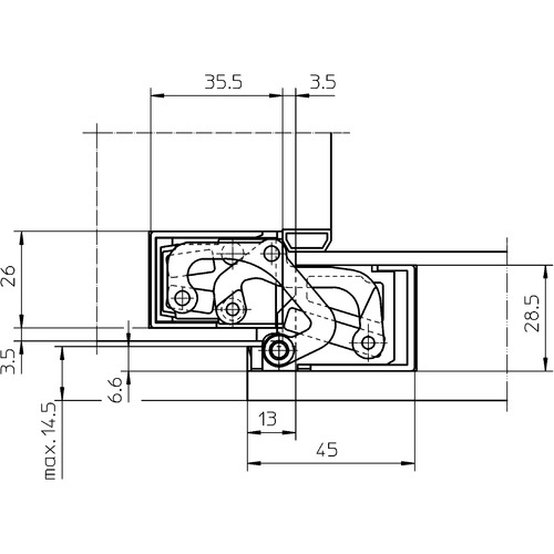 Slēpta durvju eņģe ar aizkaru TECTUS TE 380 3D — melns (60 kg)