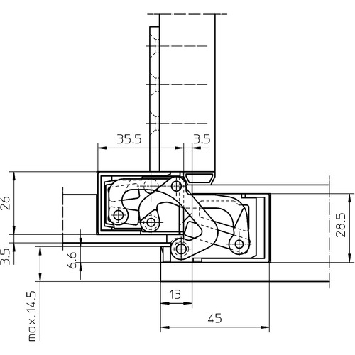 Slēpta durvju eņģe ar aizkaru TECTUS TE 380 3D — melns (60 kg)