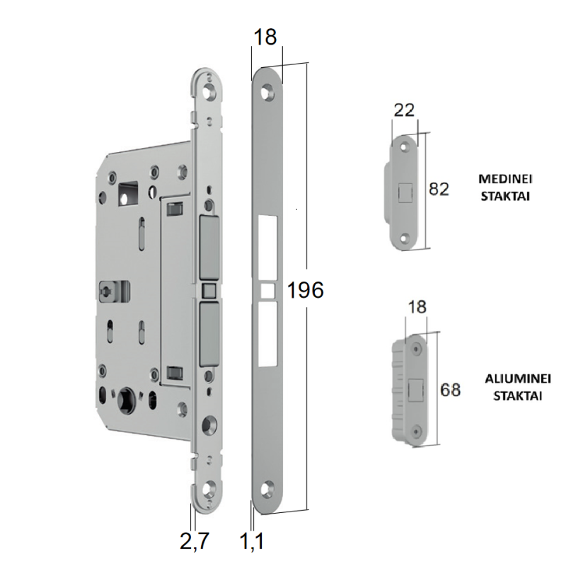 Magnetic lock Bonaiti MATCH PRIVACY WC 376-GF42 — matt chrome