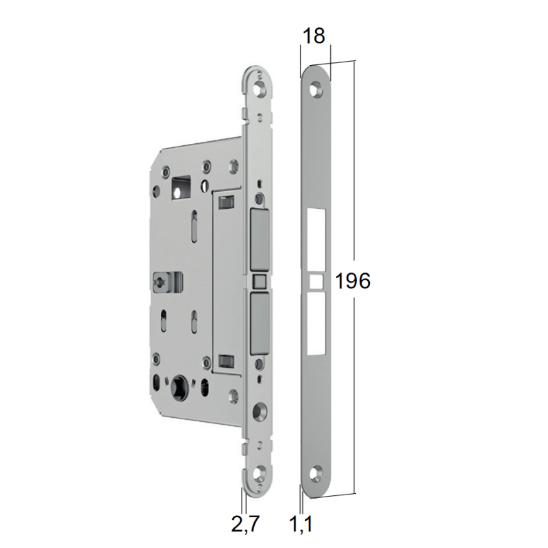 Magnetic lock Bonaiti MATCH PRIVACY WC 376-GF42 — matt chrome