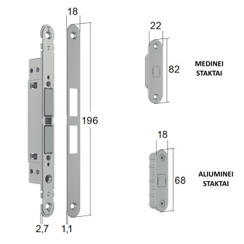 Magnētiskā slēdzene Bonaiti MATCH PASSAGE MOD. 375 — matēts hroms